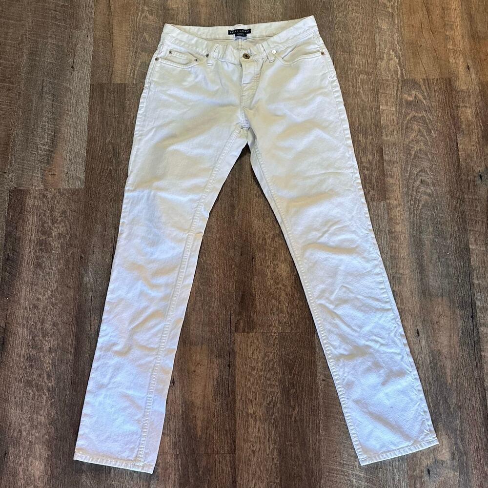 Ralph Lauren Thompson 650 Straight Leg Jeans Sz 30 White Button Fly Mid Rise